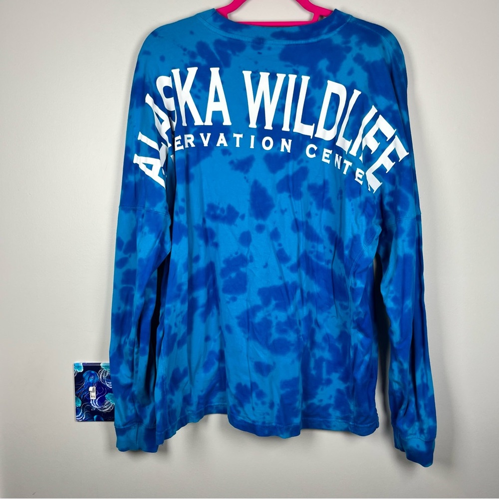 Alaska Wildlife Conversation Center Blue Tie Dye Spirit Jersey Shirt Top Small